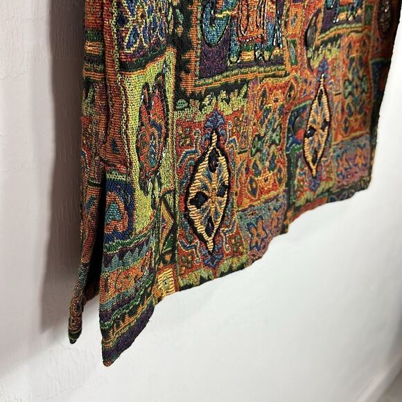 Chico's Beaded Tapestry Anniversary
Collection Cotton Blend Jacket Size M - Picture 5 of 11